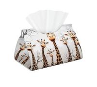 Funny Giraffes - Funda larga para caja de pañuelos de piel sintética, elegante dispensador de pañuelos para baño, sala de estar, oficina, dormitorio, uso en el coche