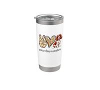 Funny Girls Womens Peace Love Cavaliers King Charles Spaniel Vaso térmico de acero inoxidable de doble pared