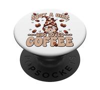 Funny GNOME Graphic For Women Just A Girl Who Loves Coffee PopSockets PopGrip Adhesivo