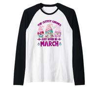 Funny Gnomes For Women Legend Who Are Born In March Birthday Camiseta Manga Raglan