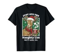 Funny Goat Christmas Santa Naughty List Café Cita Camiseta