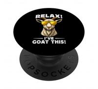Funny Goat Farming Farmer Joke Goat Pun Relax I've Goat This PopSockets PopGrip Adhesivo
