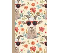 Funny Goat with Sunglasses Floral Lined Notebook - Cute Farm Animal Journal for Notes, School, Work & Gift