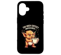 Funny Goblin Coffee Lover Too Much Caffeine Impossible Carcasa para iPhone 16