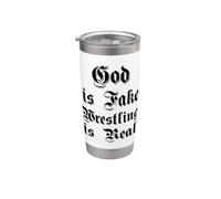 Funny God is Fake Wrestling es un verdadero gótico ateo humanista Vaso térmico de acero inoxidable de doble pared