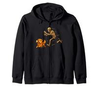 Funny Golden Retriever Halloween Steal Bone Skeleton Chase Sudadera con Capucha