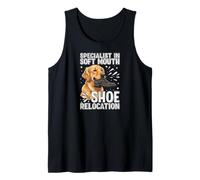 Funny Golden Retriever Soft Mouth Shoe Relocation Dog Camiseta sin Mangas