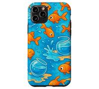 Funny Goldfish Cartoon Leaping Splash Pet Chaos Art Carcasa para iPhone 11 Pro