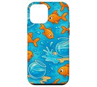 Funny Goldfish Cartoon Leaping Splash Pet Chaos Art Carcasa para iPhone 12 Mini