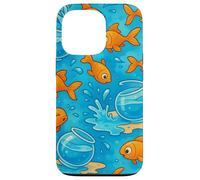Funny Goldfish Cartoon Leaping Splash Pet Chaos Art Carcasa para iPhone 13 Pro