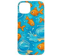 Funny Goldfish Cartoon Leaping Splash Pet Chaos Art Carcasa para iPhone 15 Plus