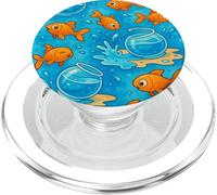 Funny Goldfish Cartoon Leaping Splash Pet Chaos Art PopSockets PopGrip para MagSafe