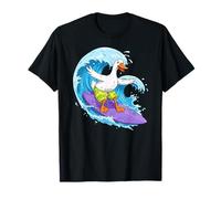 Funny Goose está surfeando una Ola del océano 1 - Fan Fun Camiseta