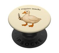 Funny Goose I Require Snacks Animal Mamá Papá PopSockets PopGrip Adhesivo