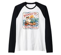 Funny Goose Mermaid Beach No Quiero IR Donde la Gente va Camiseta Manga Raglan