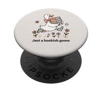 Funny Goose with Books Cute Bookworm Reader PopSockets PopGrip Adhesivo