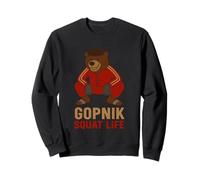Funny Gopnik Squat Life Oso Ruso Estrella Roja Ushanka Sudadera