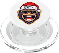 Funny Gorilla Christmas Santa Hat Sunglasses Holiday Xmas PopSockets PopGrip para MagSafe