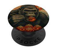 Funny Gorilla Comiendo Takoyaki Arte Japonés PopSockets PopGrip Adhesivo