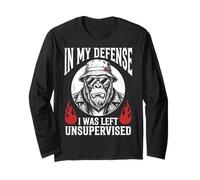 Funny Gorilla In My Defense I Was Left Unsupervised Apparel Manga Larga