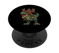Funny Gorilla Riding T-Rex Dinosaurio Bigfoot Retro Rock PopSockets PopGrip Adhesivo