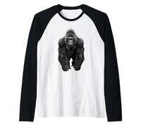 Funny Gorilla Selva Vida Silvestre Naturaleza Poder Animal Arte Camiseta Manga Raglan