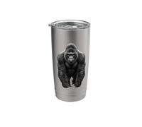 Funny Gorilla Selva Vida Silvestre Naturaleza Poder Animal Arte Vaso térmico de acero inoxidable de doble pared