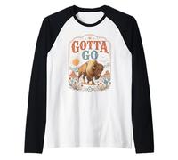 Funny Gotta Go Buffalo Animal Bisonte Arte del Desierto Occidental Camiseta Manga Raglan