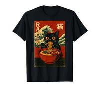 Funny Graphic Vintage Cat Ramen Japanese Ukiyo-e Woodblock Camiseta
