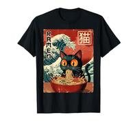 Funny Graphic Vintage Cat Ramen Japanese Ukiyo-e Woodblock Camiseta