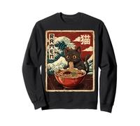 Funny Graphic Vintage Cat Ramen Japanese Ukiyo-e Woodblock Sudadera
