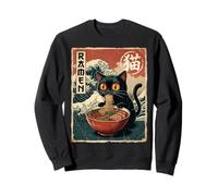 Funny Graphic Vintage Cat Ramen Japanese Ukiyo-e Woodblock Sudadera