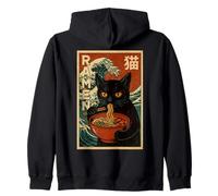 Funny Graphic Vintage Cat Ramen Japanese Ukiyo-e Woodblock Sudadera con Capucha