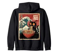 Funny Graphic Vintage Cat Ramen Japanese Ukiyo-e Woodblock Sudadera con Capucha
