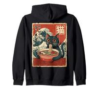 Funny Graphic Vintage Cat Ramen Japanese Ukiyo-e Woodblock Sudadera con Capucha