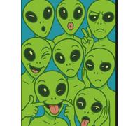 Funny Green Alien Notebook: 8.5" x 11" Wide Ruled, 120 Pages - Silly Cartoon Alien Cover for Kids, Teens, and Sci-Fi Fans