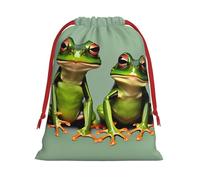 Funny Green Frogs - 1 bolsa de Navidad con cordón, bolsas reutilizables para caramelos, bodas, San Valentín