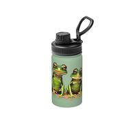 Funny Green Frogs 1 - Botella de agua de acero inoxidable con doble pared aislada al vacío, boca ancha para deportes, gimnasio