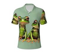 Funny Green Frogs 1 - Camisas de golf para hombre, polos deportivos, absorbe la humedad, camiseta hawaiana de manga corta, Negro -, Small