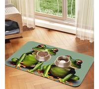 Funny Green Frogs 1 - Mantel de piel absorbente para perros y gatos, tapete de comida para mascotas, 60 x 40 cm, 4 mm de grosor
