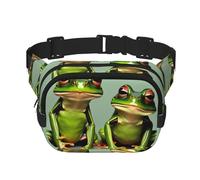 Funny Green Frogs 1 Print - Riñonera cuadrada de doble capa para hombre y mujer, bolsa cruzada de entrenamiento para viaje, Negro -, Talla única