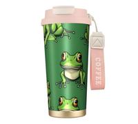 Funny Green Frogs - Botellas de agua aisladas de acero inoxidable para mujeres y hombres con tapa de popote, a prueba de fugas, color rosa