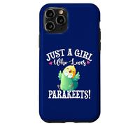 Funny Green & Yellow Just A Girl Who Loves Parakeets Lover Carcasa para iPhone 11 Pro