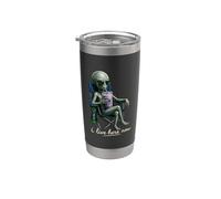 Funny Grey Alien Beber Purple Boba Tea I Live Here Design Vaso térmico de acero inoxidable de doble pared