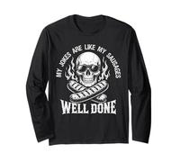 Funny Grilling Dad Salchichas Griller Humor Grunge Skull Manga Larga