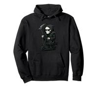 Funny Grim Reaper, así es como hago rodar el scooter de Halloween Sudadera con Capucha
