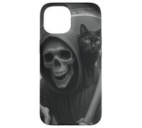 Funny Grim Reaper Cat Dark Humor Halloween Graphic Men Carcasa para iPhone 15