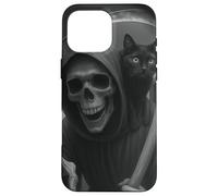 Funny Grim Reaper Cat Dark Humor Halloween Graphic Men Carcasa para iPhone 16 Pro MAX
