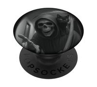 Funny Grim Reaper Cat Dark Humor Halloween Graphic Men PopSockets PopGrip Adhesivo
