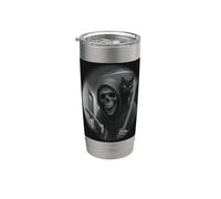 Funny Grim Reaper Cat Dark Humor Halloween Graphic Men Vaso térmico de acero inoxidable de doble pared